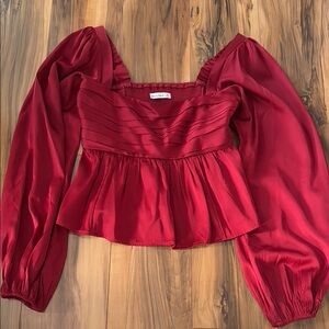 Abercrombie & Fitch Emerson Satin Long-Sleeve Top